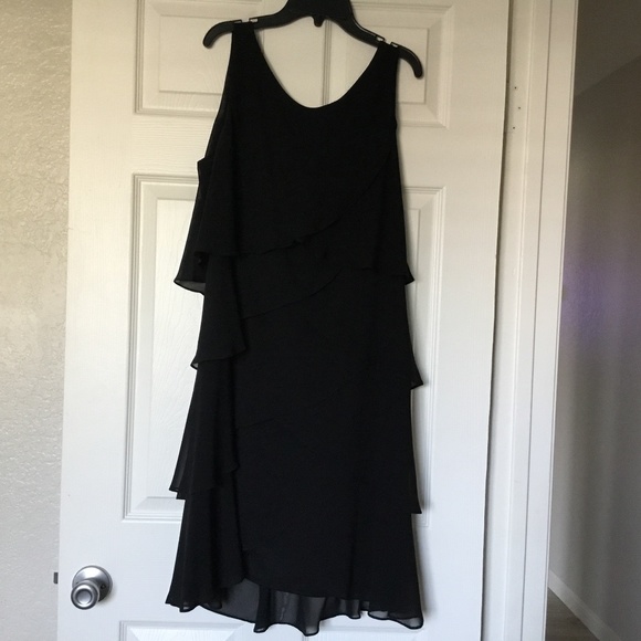 S.L. Fashions Black Tulip Tiered Chiffon Sheath Party / Cocktail Dress Size 16 - Picture 1 of 5